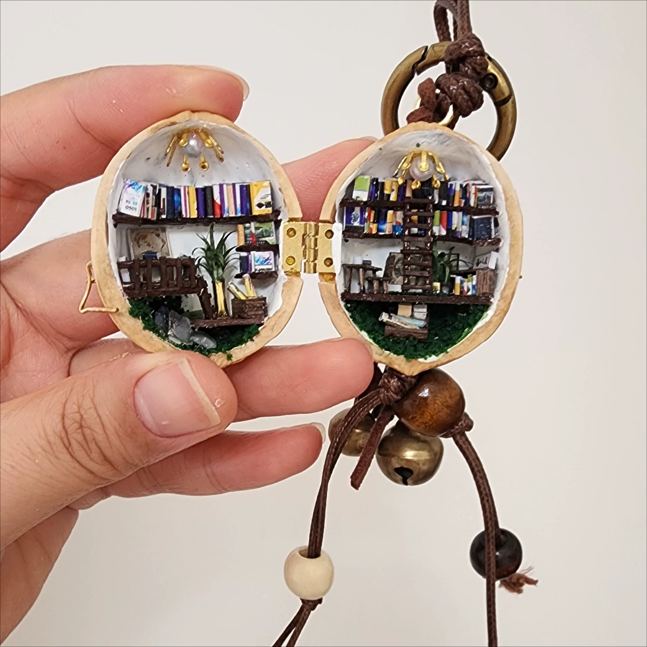 Walnut Shell Library Miniature Keychain
