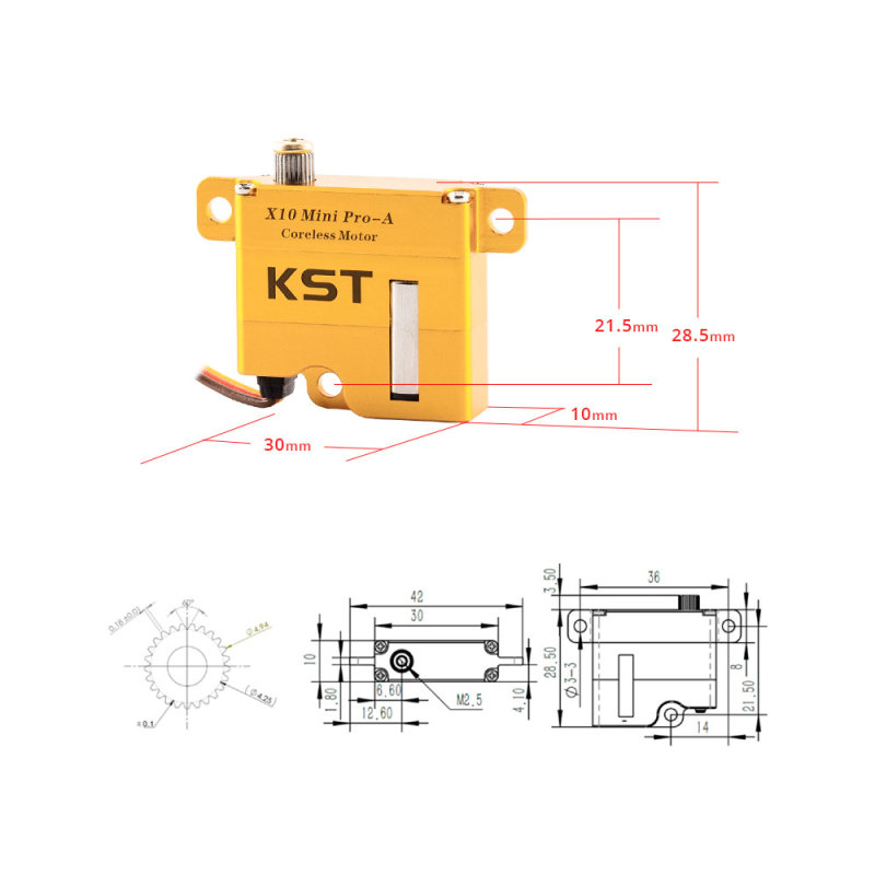KST - X10 Mini Pro Digital Metal Gear Servo 8.0Kgf.cm 0.08sec for Competition Gliders and Large Scale Gliders