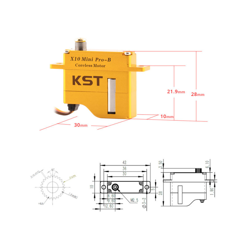 KST - X10 Mini Pro Digital Metal Gear Servo 8.0Kgf.cm 0.08sec for Competition Gliders and Large Scale Gliders
