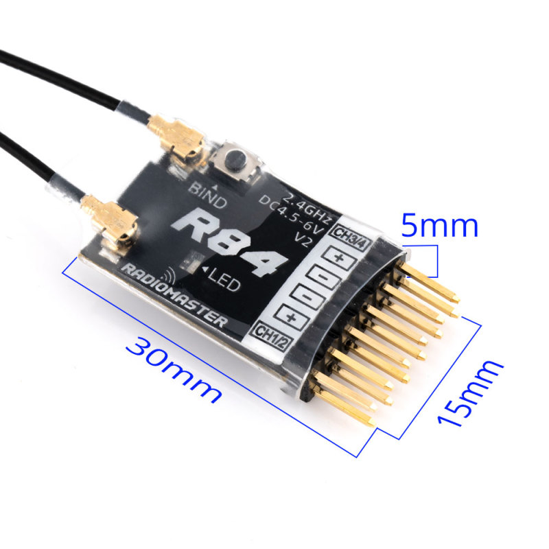 RadioMaster - R84 V2 4ch Frsky D8 / D16 and Futaba SFHSS Compatible PWM Receiver
