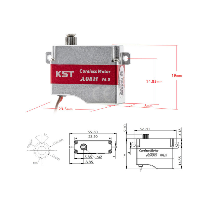 KST - A08H V6.0 Coreless Metal Gear HV Servo Glider DLG
