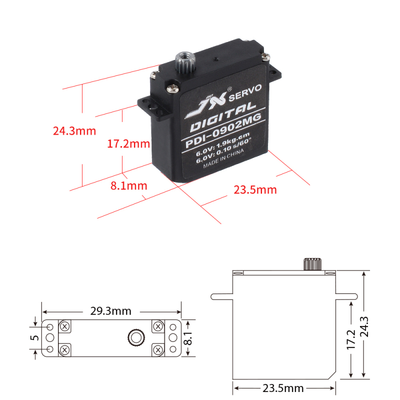 JX Servo PDI-0902MG 9.4g High Torque Digital Standard Servo