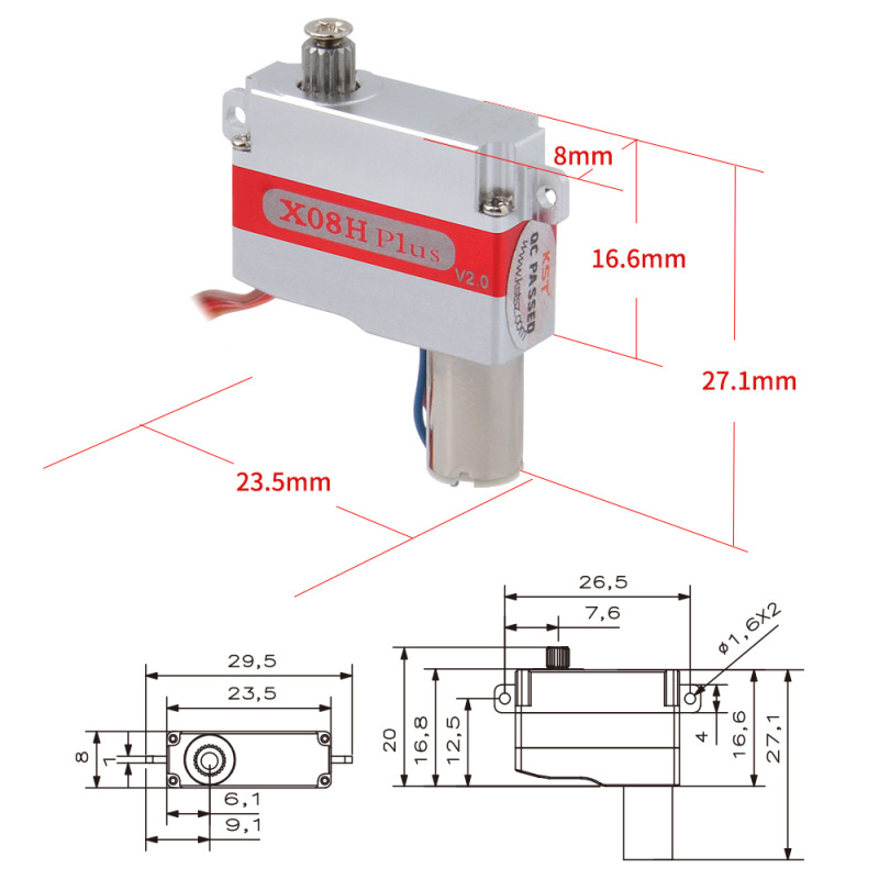 KST X08H PLUS 5.3Kg 0.09s 8mm glider servo