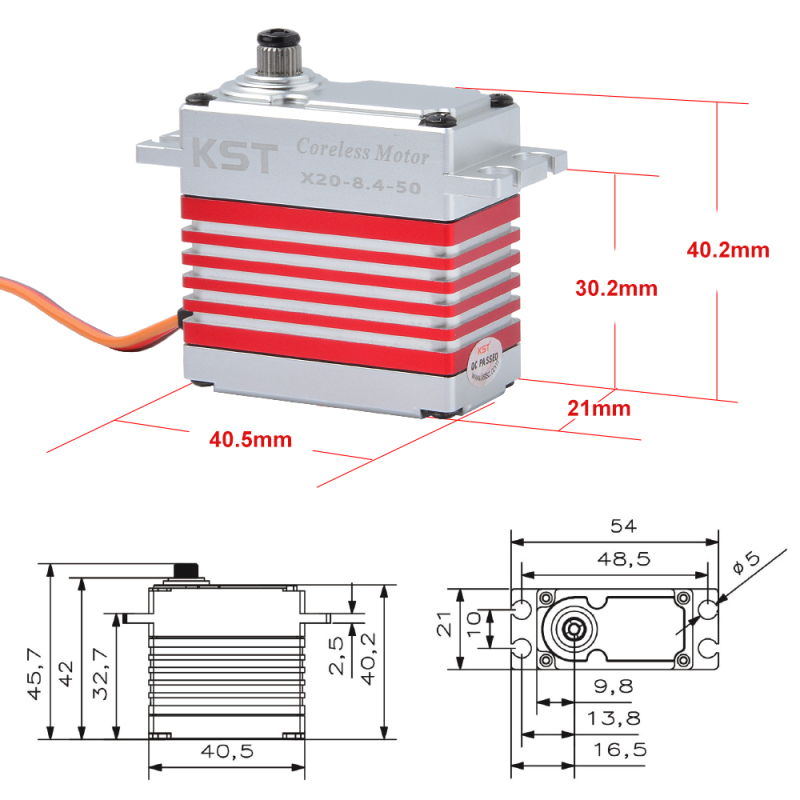 KST X20-8.4-50 45KG Metal Gear Brushless Digital Servo