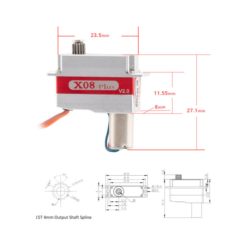 KST X08 Plus 9g Servo high voltage metal cased servo 5.3Kg 0.09s 8mm glider servo