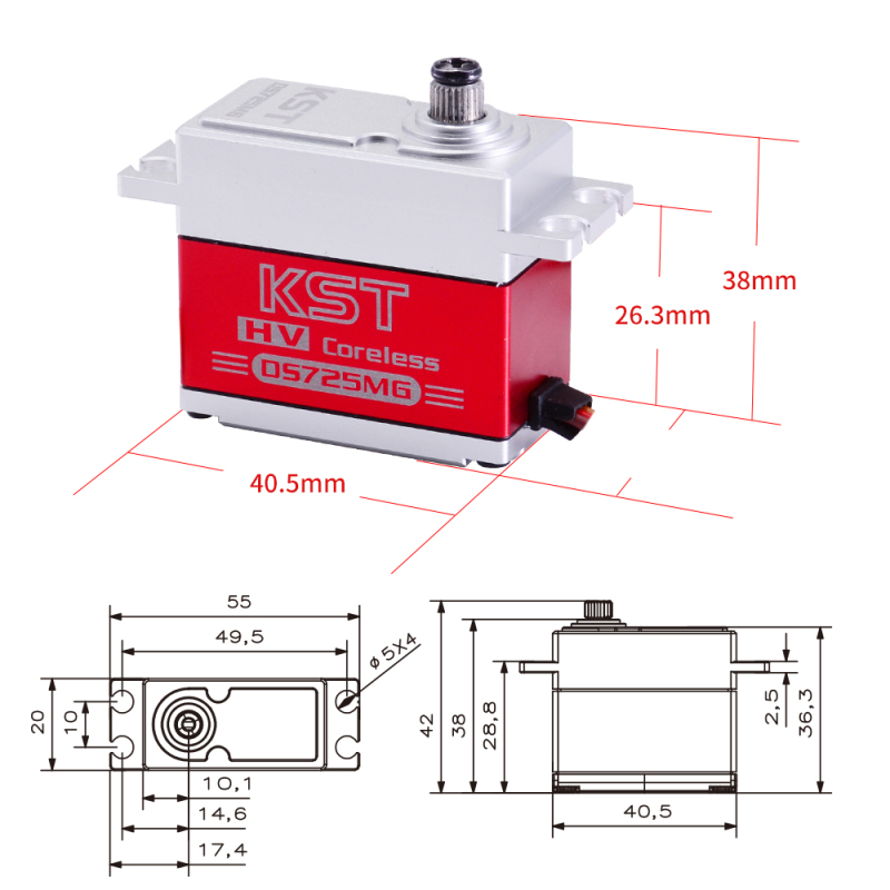 KST DS725MG 18kg 0.08Sec Coreless Servo for 550 & 700 Size Heli
