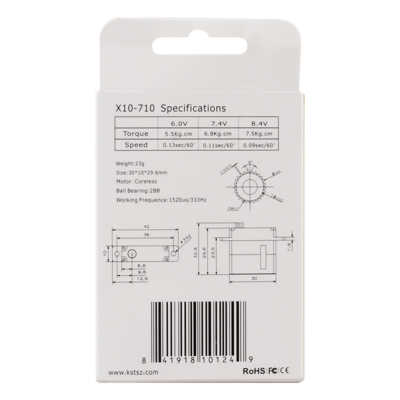 KST X10-710 7.5kg 0.10sec HV Slim Servo