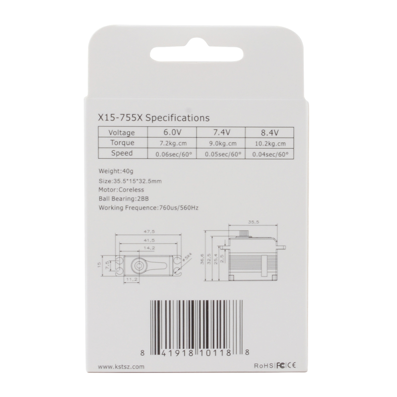 KST X15-755X Digital Servo Coreless 10.2kg Metal Gear For RC Helicopter