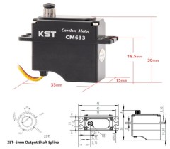KST CM633 Mini Digital 15.0Kgf.cm 0.08sec Coreless DC Motor Metal Gear Servo for Small Scale RC Cars & RC Aerobatics Planes