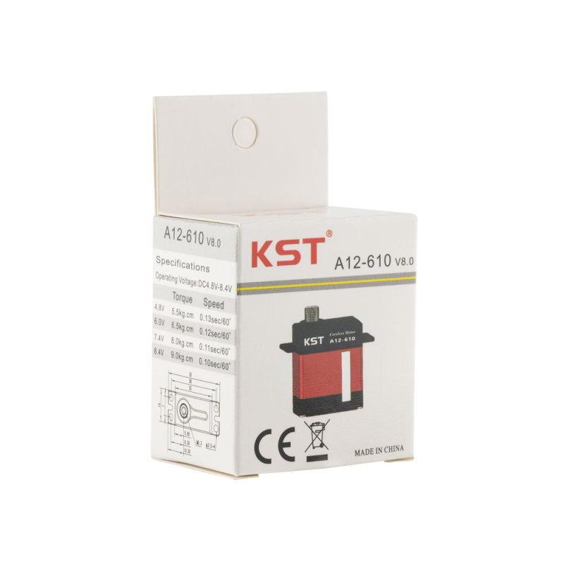 KST A12-610 V8.0 HV Mini Servo 9kg 0.10sec/60degree with Soft Start for Glider Wing