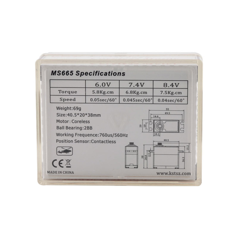 KST MS665 8.4V 7.5kg 0.04sec Coreless HV metal Gear Servo Motor