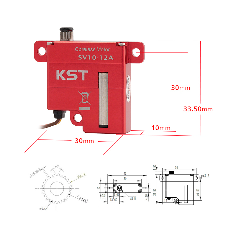 KST SV10-12A & SV10-12B Super High Voltage 14.0Kgf.cm 0.10sec/60° Wing Servo for RC Gliders and Industrial UAVs