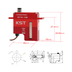 KST SV10-12A & SV10-12B Super High Voltage 14.0Kgf.cm 0.10sec/60° Wing Servo for RC Gliders and Industrial UAVs