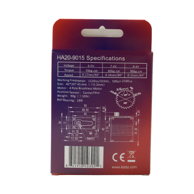 KST HA20-9015 Extreme-High-Torque Contactless Brushless Standard Servo 90Kgf.cm 0.15sec/60° For Large Scale RC Planes, Competition RC Planes & Industrial UAVs