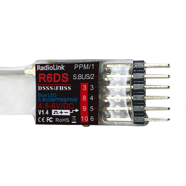 Radiolink R6DS  6/10 Channels PWM(6CH ) & PPM&S-BUS(10CH)  Receiver