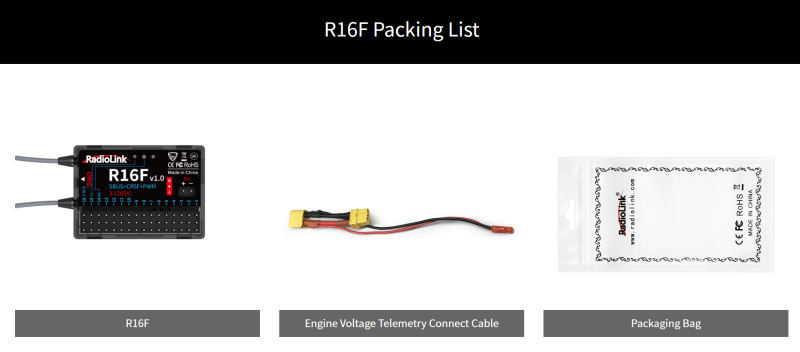 Radiolink R16F Real-time Built-In Telemetry  SBUS+CRSF+PWM 16 Channels Receiver