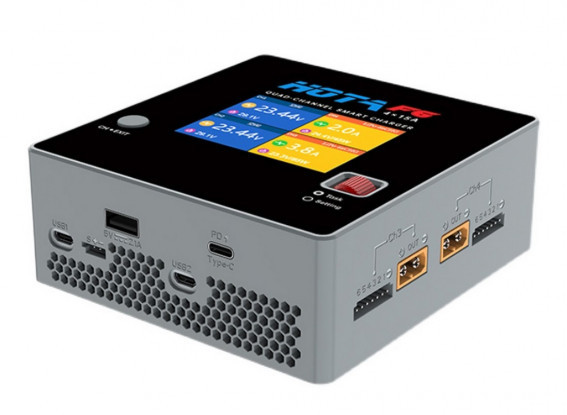 HOTA  F6 4x250W 15A 4 Channel Smart Balance Charger with Type-C for Lipo LiIon NiMH Battery