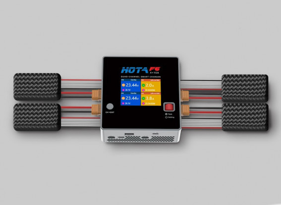 HOTA  F6 4x250W 15A 4 Channel Smart Balance Charger with Type-C for Lipo LiIon NiMH Battery