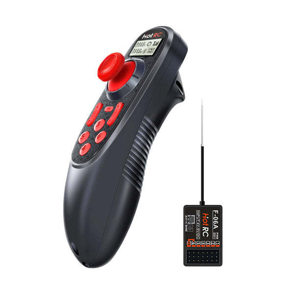 HOTRC - DS-600 2.4GHz 6CH FHSS Built-in Lipo Battery Radio Transmitter with F-06A Receiver for RC Dragnet Boat Remote Fishing bait Boat DIY Boat Model