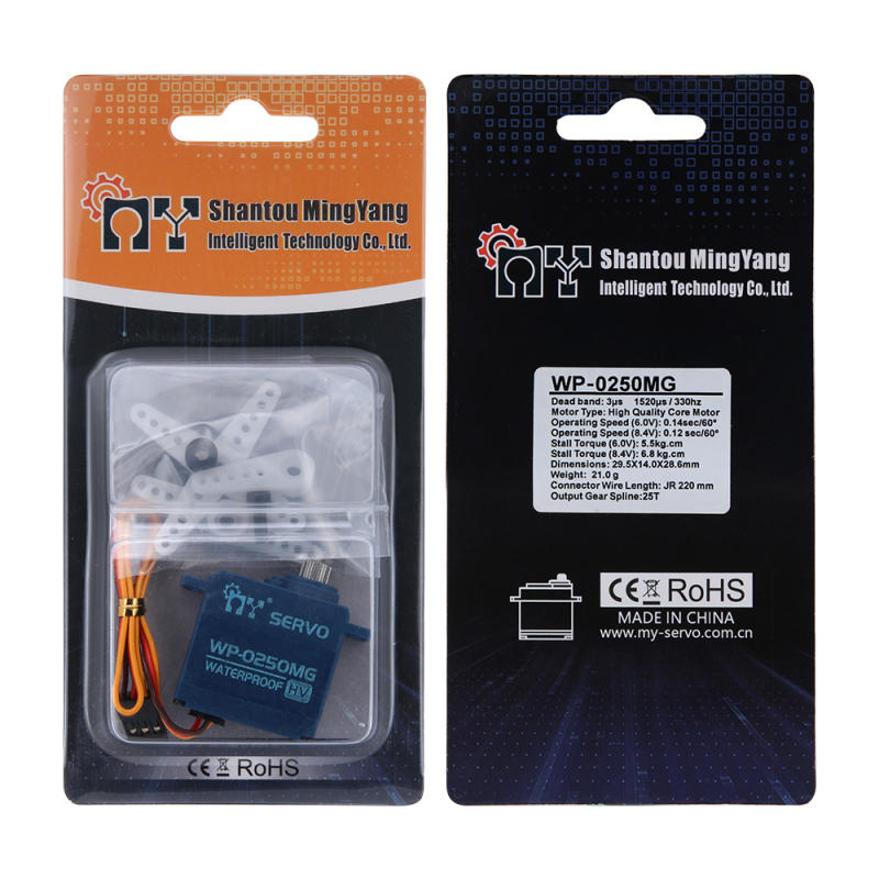MY Servo WP-0250MG 8.4V 0.12Sec 6.8KG Metal Gears Waterproof Core Mini Digital Servo for 1/16 RC Cars Truck Boat
