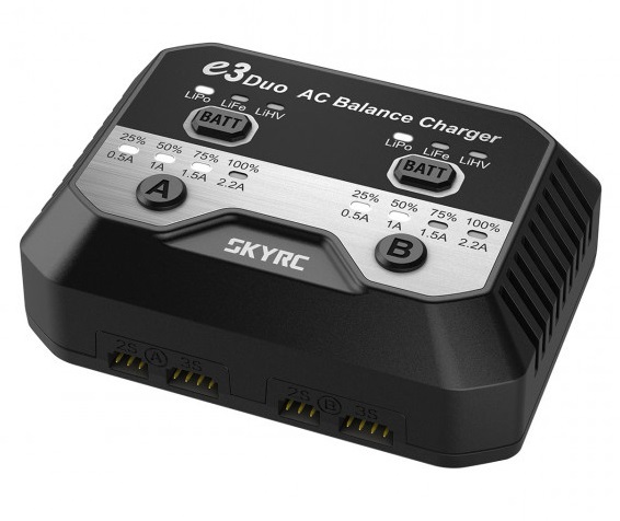 SkyRC E3 Duo Dual-Channel 2x20W / 2,2A 2-3S LiPo LiFe LiHv  AC Balance Charger