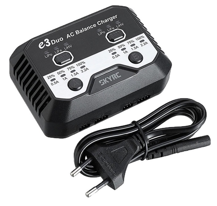 SkyRC E3 Duo Dual-Channel 2x20W / 2,2A 2-3S LiPo LiFe LiHv  AC Balance Charger