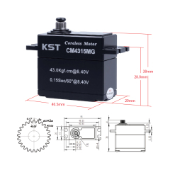 KST CM4315MG 43Kgf.cm 0.15sec/60° Coreless Metal Gear Servo IP65 Waterproof for 1/10 Scale RC Rock Crawler and 1/7th 1/8th Scale RC Monster Truck & Buggy