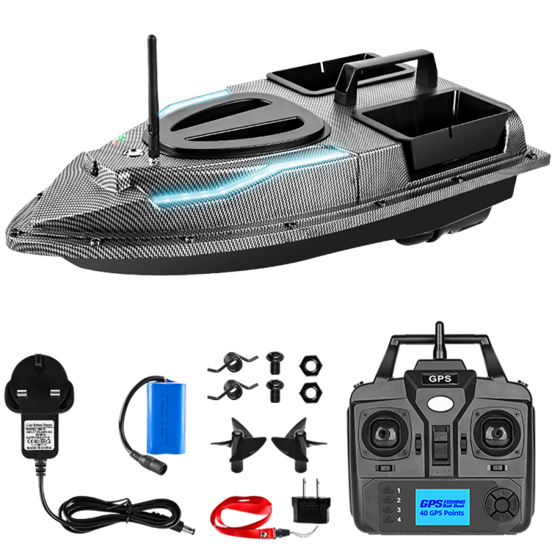 Flytec V900 GPS 40 Points 500m Dual Hoppers Auto Return RC Fishing Bait Boat  With Steering Light