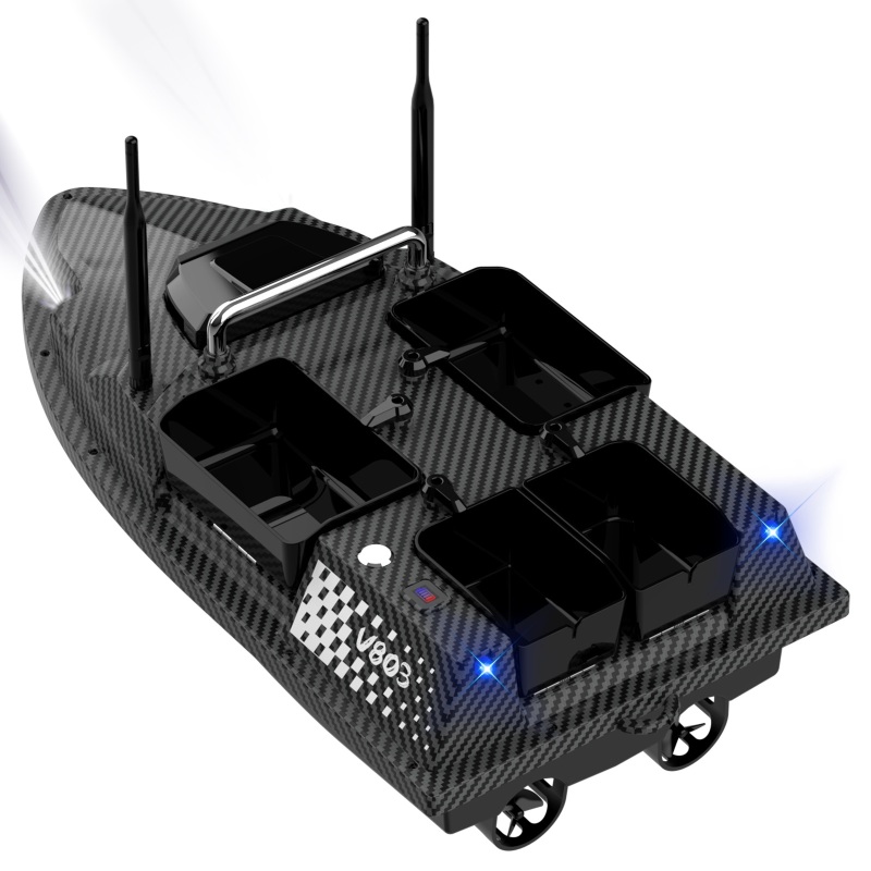 Flytec V803 Pro Load Capacity 3kg Four Hoppers Independently 500m Built-in Sonar Fish RC Carp Fishing Bait Boat