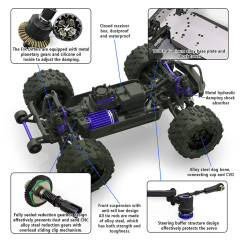 JIUSI PT14R  50mph Brushless 4WD Waterproof Remote Control Car 1/14 RC Monster Truck  with 3S Battery RTR