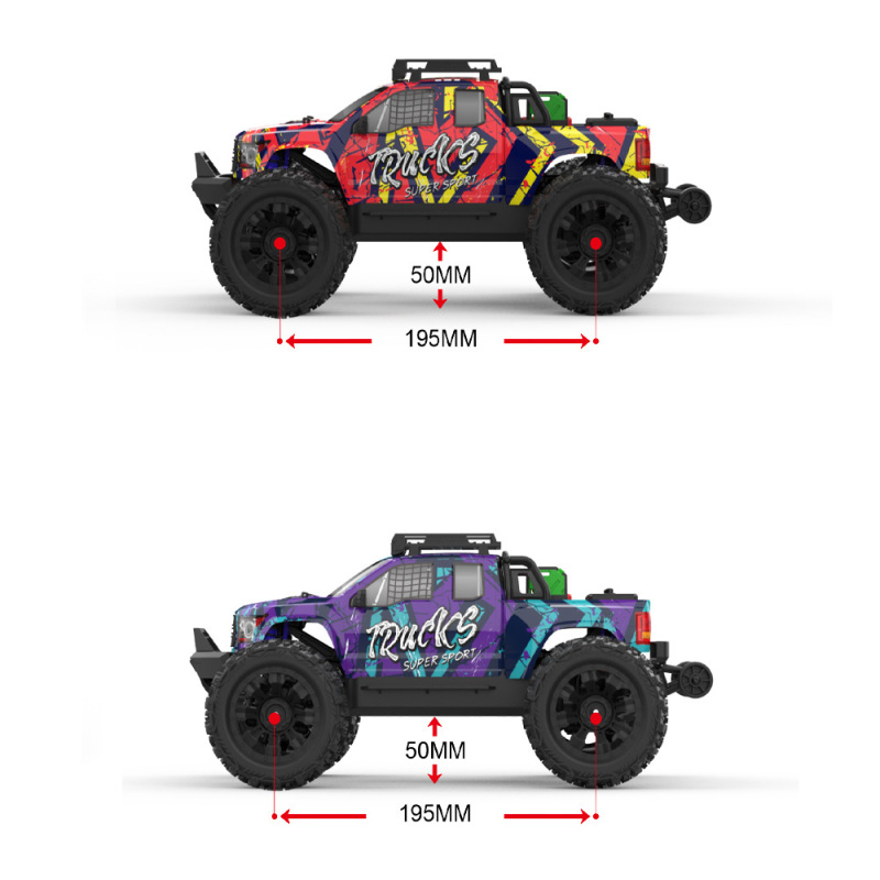 JIUSI PT14R  50mph Brushless 4WD Waterproof Remote Control Car 1/14 RC Monster Truck  with 3S Battery RTR