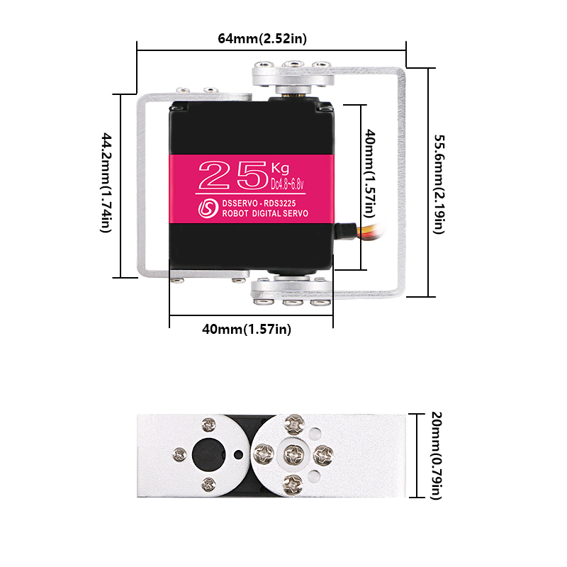 DSSERVO RDS3225 Dual Axis Shaft  28kg.cm 0.17sec/60 Digital Robot Servo For Robot Arm