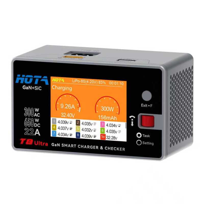 HOTA T8 Ultra 650W 1-8S AC/DC GaN Smart Charger