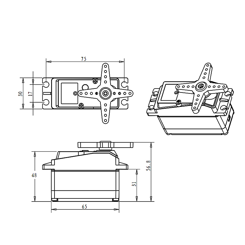 DSSERVO RDS51150-12V 173kg.cm 0.19sec/60 High Torque  Dual Shaft Digital RC Servos for Robotics