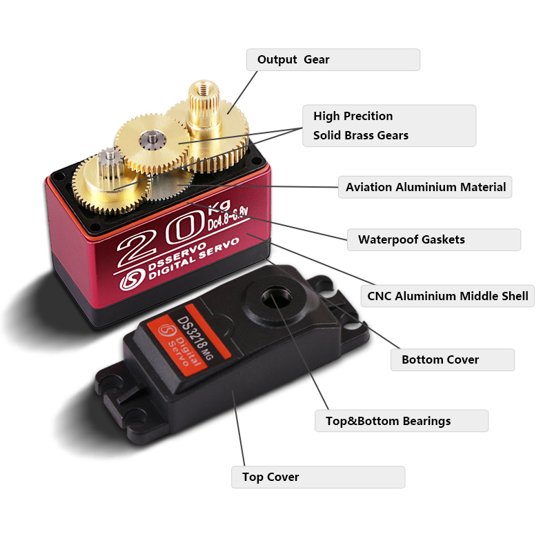 DSSERVO DS3218 21.5kg.cm 0.14sec/60 Digital RC Servos for RC Cars