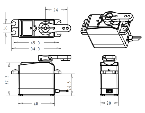 DSSERVO DS3225 PRO 39kg.cm 0.05sec/60 Digital Coreless RC Servos for RC Cars and Robotics