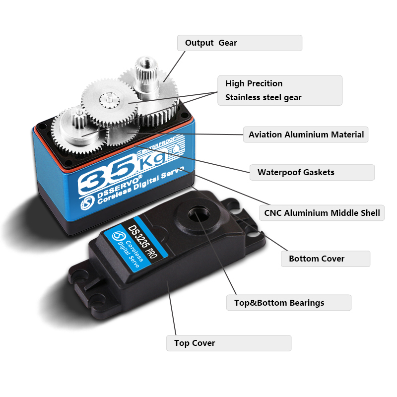 DSSERVO DS3235 PRO 45kg.cm 0.08sec/60 Digital Coreless RC Servos for RC Cars and Robotics