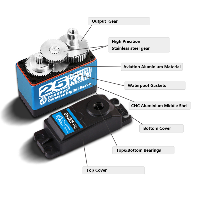DSSERVO DS3225 PRO 39kg.cm 0.05sec/60 Digital Coreless RC Servos for RC Cars and Robotics