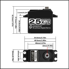 DSSERVO BLS3225 39kg.cm 0.05sec/60 Digital Brushless RC Servos for RC Cars