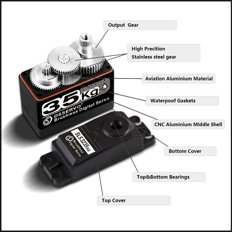 DSSERVO BLS3235 45kg.cm 0.08sec/60 Digital Brushless RC Servos for RC Cars