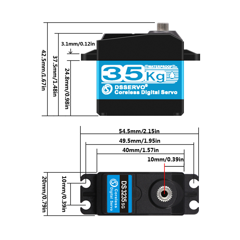 DSSERVO DS3235 35kg.cm 0.11sec/60 Digital Coreless RC Servos for RC Cars and Robotics