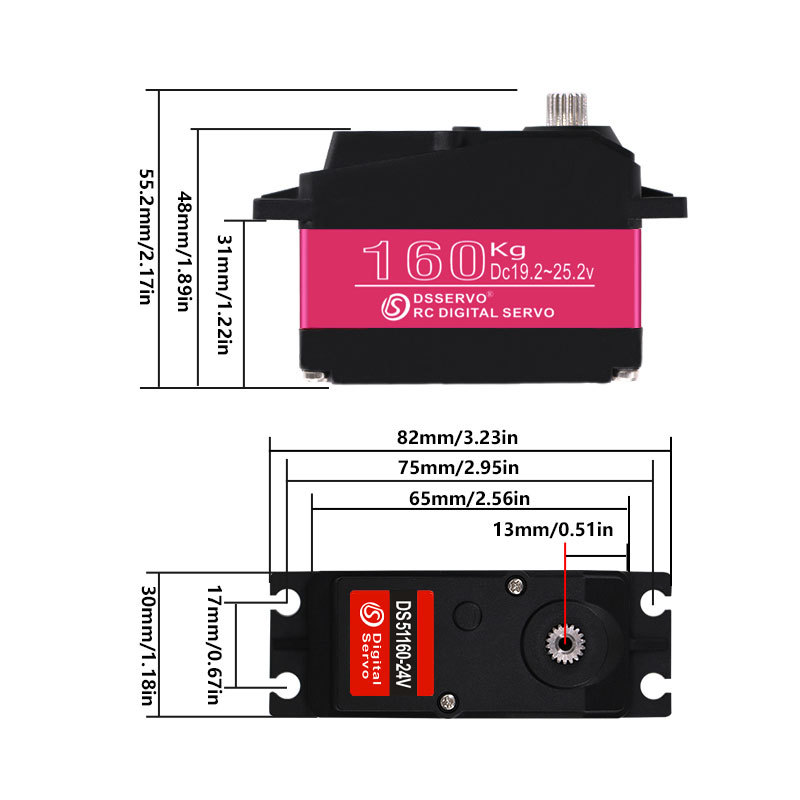 DSSERVO DS51160-24V HV 85kg 0.19sec/60° Metal Gear Digital Servo For 1/5 RC Car Baja Car