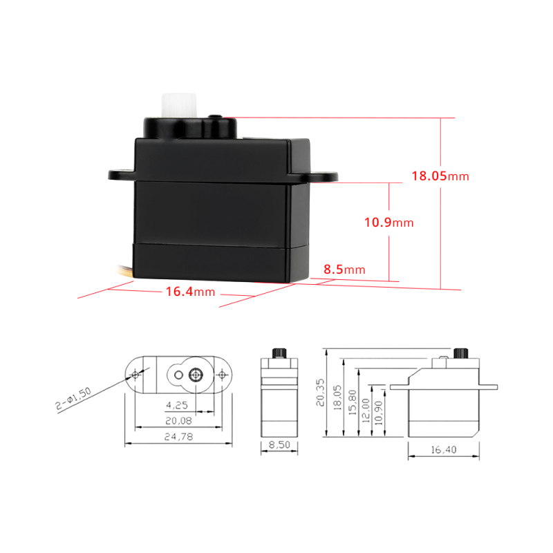 ServoMy SDS002-001 0.25Kgf.cm 0.09sec/60° Coreless Micro Servo for Small Size Electric RC Planes and Gliders