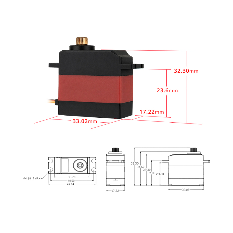 ServoMy SDS3403 18.0Kgf.cm 0.10sec/60° Coreless Standard Servo for RC Aircraft, RC Cars, RC Boats and Robotics