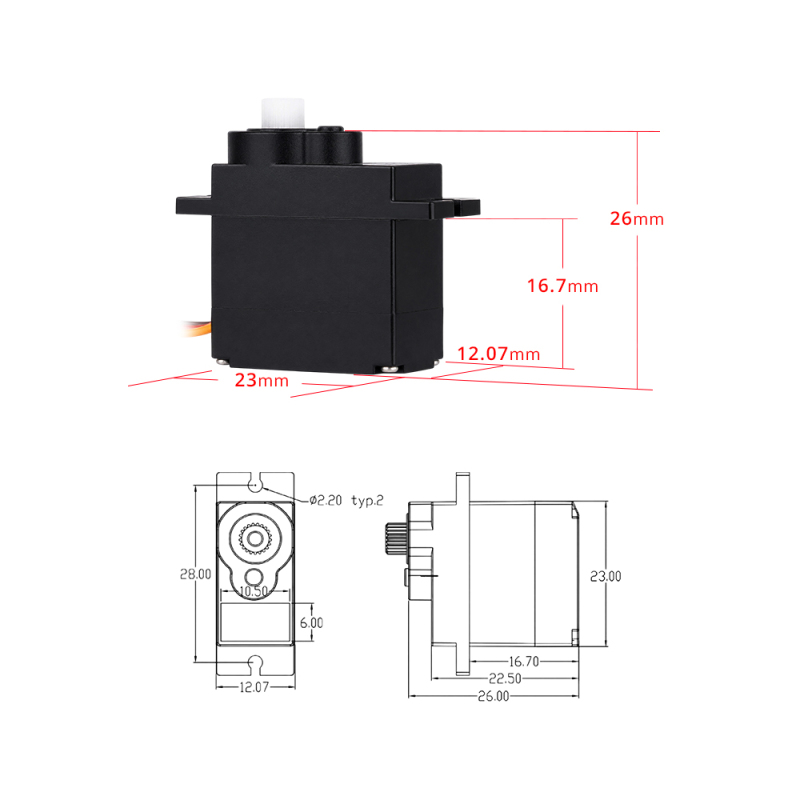 ServoMy SDS009-001 2.4Kgf.cm 0.12sec/60° Micro Servo for  RC Aircraft, RC Cars and Robotics