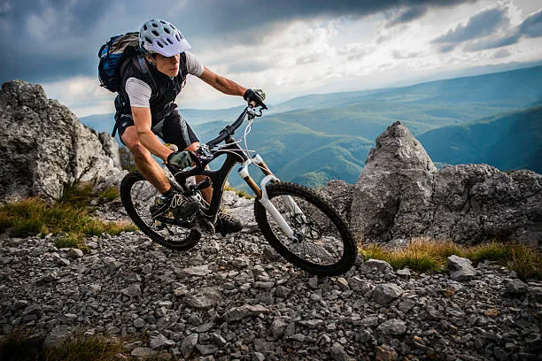 Mountain biker in action