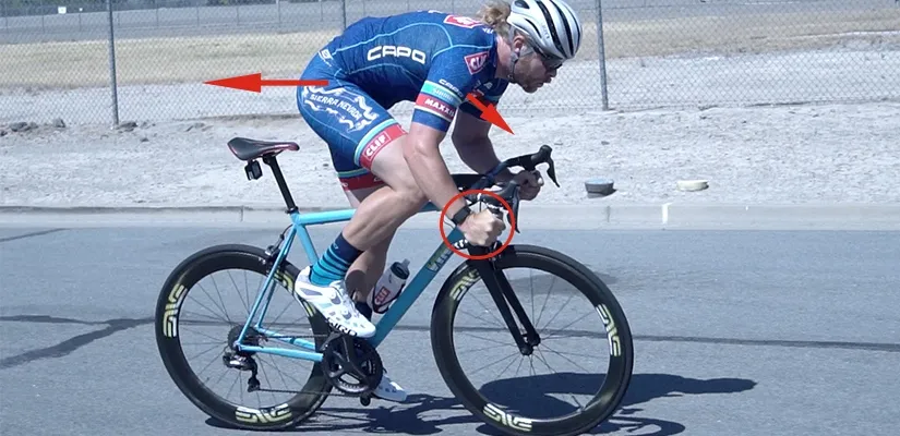 Road cyclists sprinting