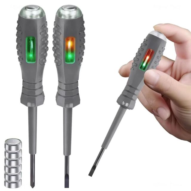 Neon Voltage Tester Pen with Rubber Grip & Screwdriver Tip – Essential Electrician Tool