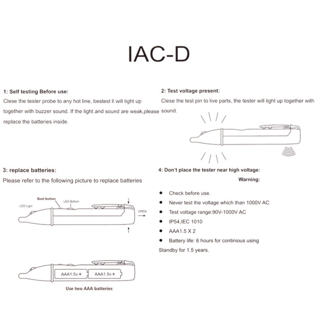 New double button non-contact induction test pen multi-function electrician test pen