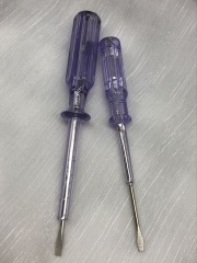 Two different sizes and lengths of electrician's tester leads will produce a red LED light but no sound